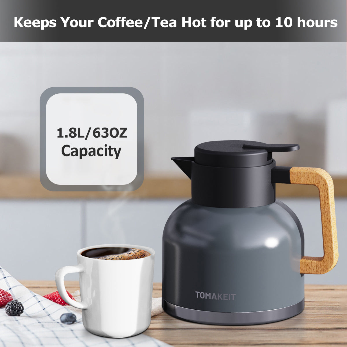 1.8L Stainless Steel Thermal Coffee Carafe
