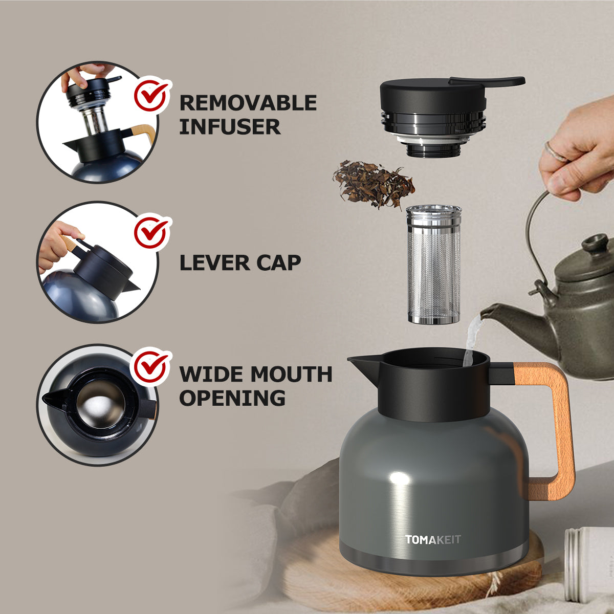 1.8L Stainless Steel Thermal Coffee Carafe