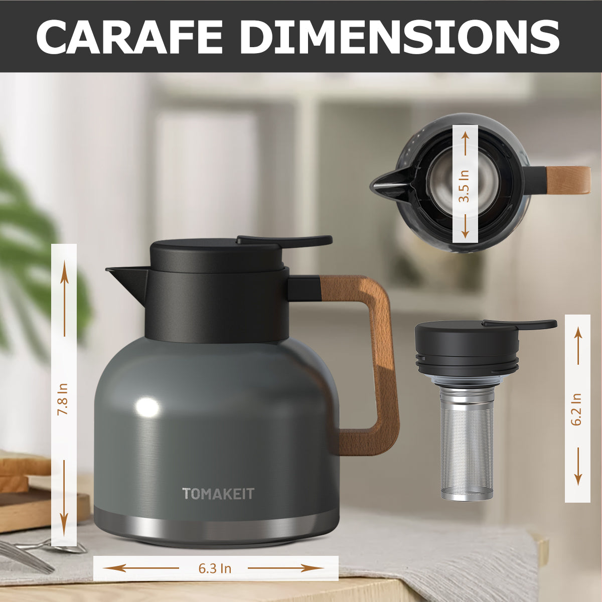 1.8L Stainless Steel Thermal Coffee Carafe