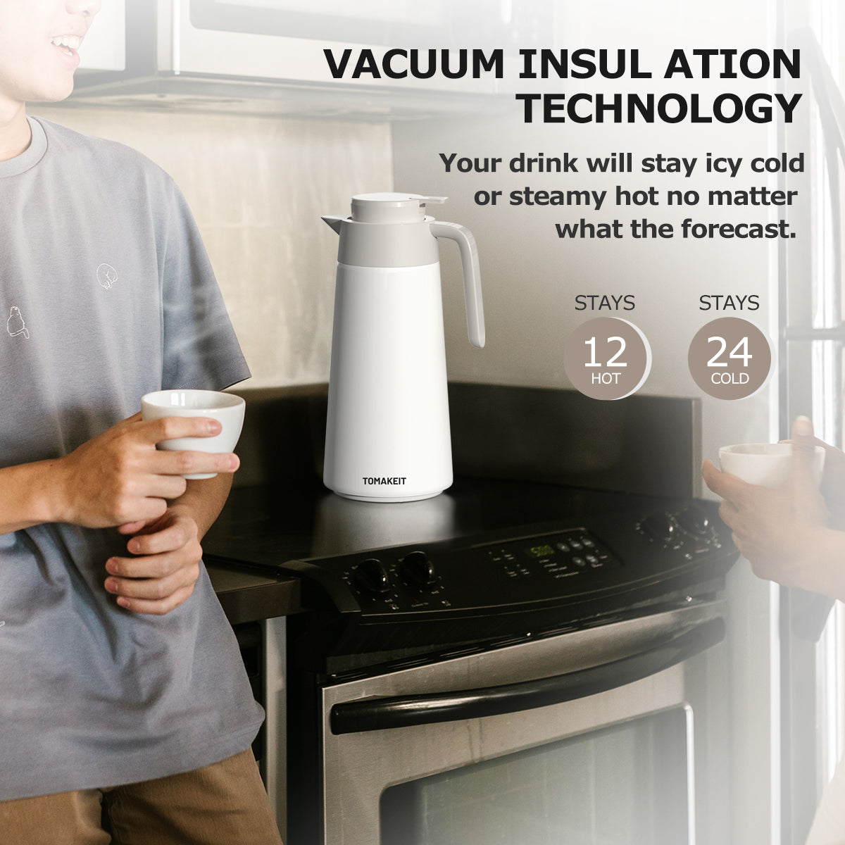 1.7L Thermal Coffee Carafe Vacuum Flask with Glass Liner