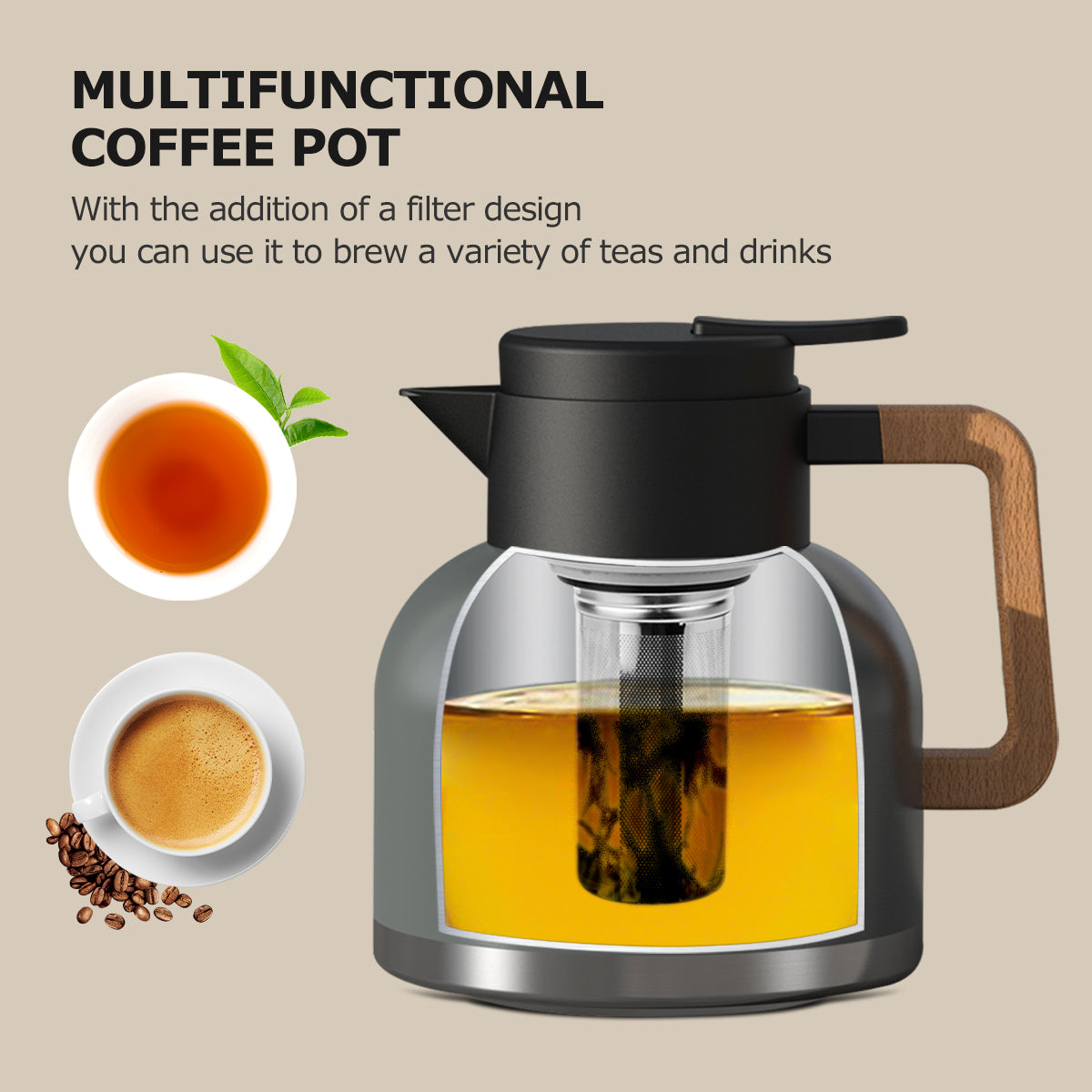 1.8L Stainless Steel Thermal Coffee Carafe